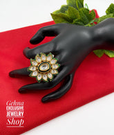 Adjustable Kundan Finger Ring By Gehna Shop Finger rings